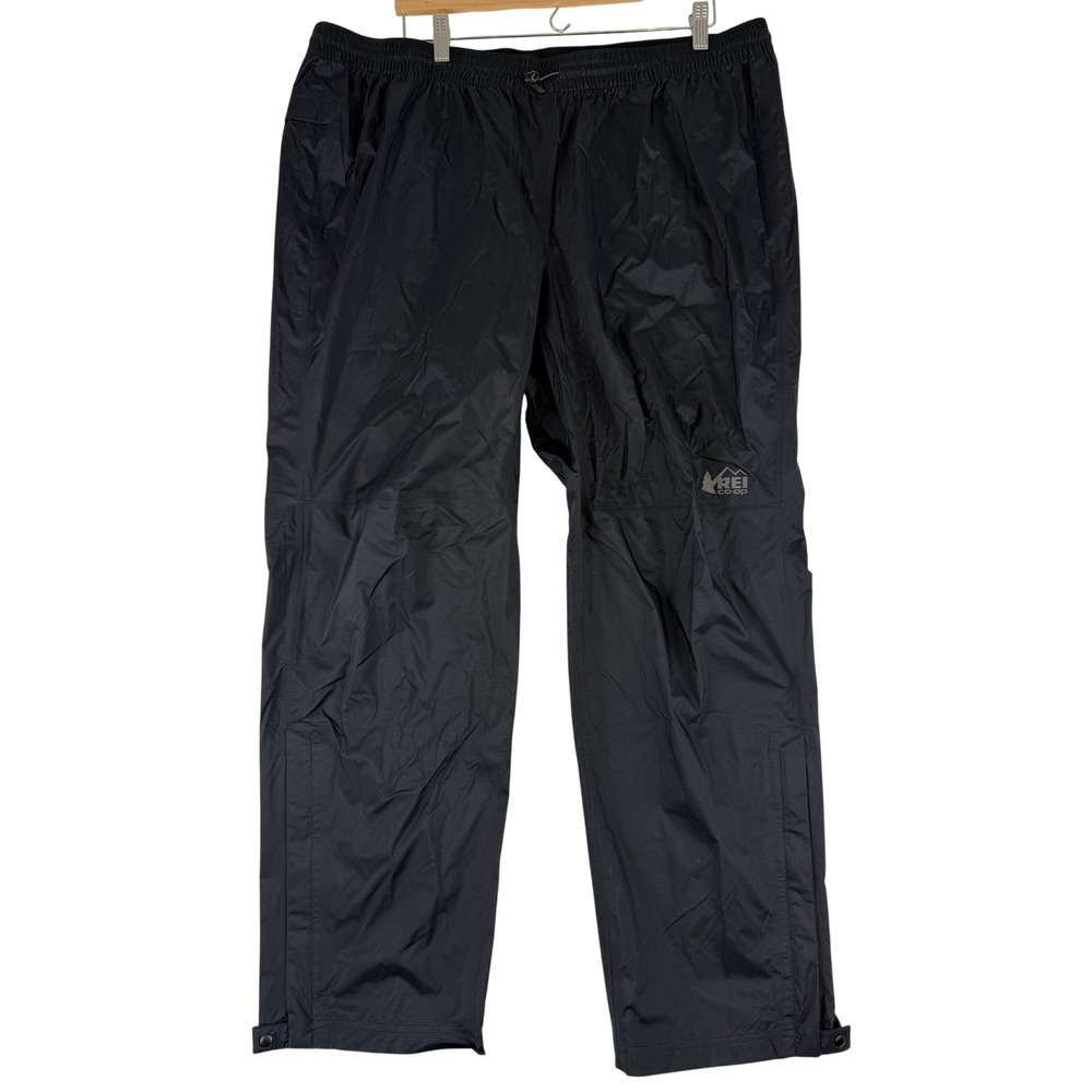 REI Co-op Essential Rain Pants Mens XL Black Waterproof Ripstop 217481